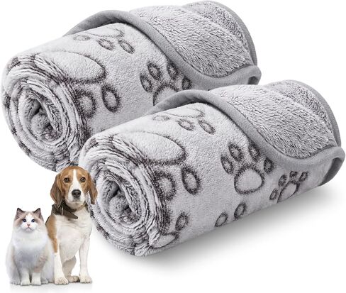 Luciphia 1 Pack 2 Pet Blankets for Dogs Cats, Fleece Print Dog Cat Blankets for Small Medium Large Puppy Kitten, Grey Paw Small (23x16 inch) in Saudi Arabia