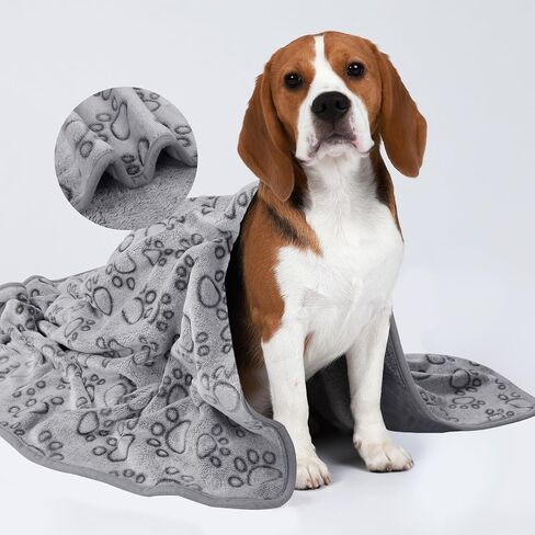 Luciphia 1 Pack 2 Pet Blankets for Dogs Cats, Fleece Print Dog Cat Blankets for Small Medium Large Puppy Kitten, Grey Paw Small (23x16 inch) in Saudi Arabia