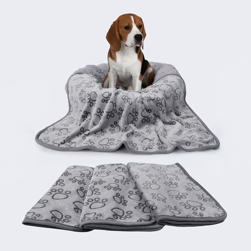 Luciphia 1 Pack 2 Pet Blankets for Dogs Cats, Fleece Print Dog Cat Blankets for Small Medium Large Puppy Kitten, Grey Paw Small (23x16 inch) in Saudi Arabia