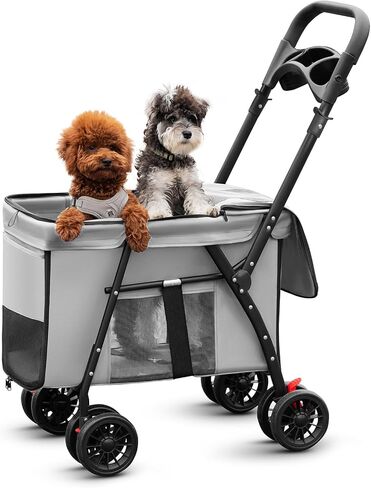 Pet Stroller Cat Dog Stroller Travel Folding Pet Carriers（Black） in Saudi Arabia