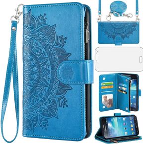 حافظة هاتف Asuwish لهاتف Samsung Galaxy S4 Mini مع واقي شاشة وحامل نحيف، غطاء حماية متين هجين شديد التحمل S 4 Mini S4mini للنساء والرجال، مسند للهاتف المحمول أزرق