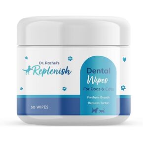 Dental Wipes for Dogs and Cats - Dr. Rachel's Effective Dog Dental Wipes, Bad Breath Elimination, Minty Fresh Breath - Oral Hygiene, Tartar Control, Pet Dental Health - 50 Count