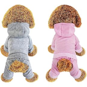 Dog Hoodie, Pet Jumpsuit Fleece Sweatshirt with Buttons, Dog Clothes, Dog Cold Weather Coats, Dog Pajamas, Winter Warm Cotton Puppy Hoodie 4 Legs Dog Clothes for Small Medium Large Dogs Cats Boy Girl