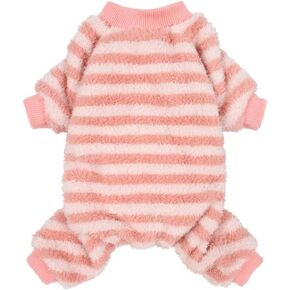 Fitwarm Fleece Striped Dog Pajamas, Dog Winter Clothes for Small Dogs Girl Boy, Velvet Dog Onesie, Soft Pet Jammies, Doggy Apparel, Brown, Tan, Large
