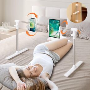 Phone Holder for Bed Kindle Stand Kindle Holder, Ipad Holder for Bed Kindle Holder for Bed, Foldable Adjustable Phone Ipad Tablet Stand for 4-12.9'' Devices