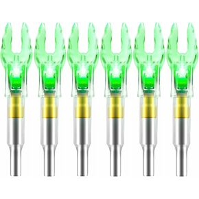 6 Pack X Lighted Nocks for Arrows with .204 .233 .244 .246 Inside Diameter with On/Off Switch with H, S, Gt Bushings Led Light Up Knocks