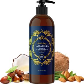 Aromatherapy Sensual Massage Oil for Couples - Relaxing Full Body Massage Oil for Date Night with Sweet Almond Oil - Vegan Lavender Massage Oil for Massage Therapy Smooth Gliding Formula (8 Fl Oz)
