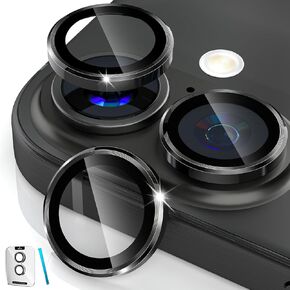imluckies for iPhone 16 / iPhone 16 Plus Camera Lens Protector, AR+AF Tempered Glass 9H Anti-Scratch Metal Individual Lens Cover, HD Clear Camera Accessories, Case Friendly - Black