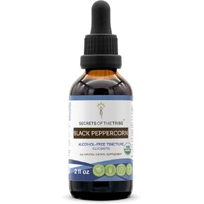 Secrets of the Tribe Black Peppercorn Alcohol-Free Liquid Extract, USDA Organic Black Peppercorn (Piper nigrum) Tincture Supplement (4 FL OZ)
