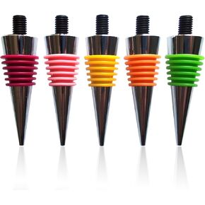 Blank Wine Bottle Stoppers 5 Pieces Colorful Sealing Ring Metal Bottle Stopper with Threaded Post Reusable DIY Handmade Project for Wedding Wine Party Wood Turning(Silver,8 x 1.25 Thread Size)