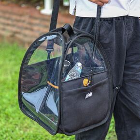 Bird Travel Cage Bag with Stand, Tray, Feeding Cup - Outdoor Pet Bird Carrier Backpack for Parrot, Cockatiel, Parakeet Budgie, 11"x15"
