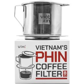 VIXI Vietnamese Coffee Filter: 8 oz, Vietnamese Phin Maker, Asian Coffee Dripper, Perfect Cup of Phin Coffee, Stainless Steel, Gravity Insert, Reusable, Suitable for Vietnam Coffee