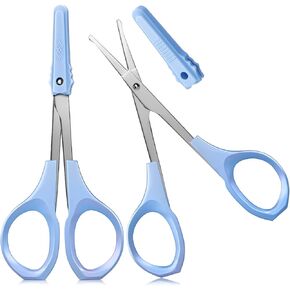 2 Pack Curved Craft Scissors Small Scissors Beauty Eyebrow Scissors Stainless Steel Trimming Scissors for Eyebrow Eyelash Extensions, Facial Nose Hair (4 Inch)