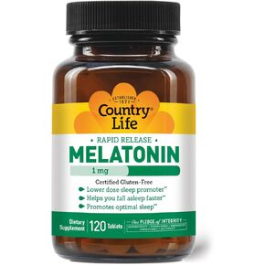 Country Life Melatonin Fast Dissolve Tablets, 3mg, 90-Count, Promotes Optimal Sleep, Rapid Release Delivery System, Lower Dose Sleep Promoter, Non-GMO, Gluten-Free