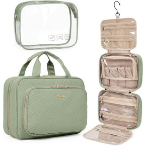 BAGSMART Hanging Travel Toiletry Organizer - Cosmetic Bag for Full Sized Toiletries, Basic-Black in Saudi Arabia