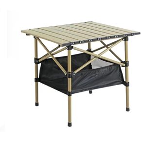 Folding Camping Table,Portable Camping Table,Lightweight Aluminum Folding Beach Table,Equipped with Storage Net Pocket, Suitable for Outdoor Camping (Beige, 20 * 20 INCH)