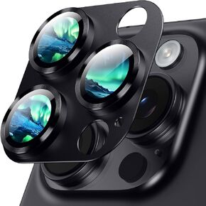 Korecase Camera Lens Protector for iPhone 16 Pro Max/iPhone 16 Pro Metal Tempered Glass Camera Cover Film, Rear Lens Case Friendly for iPhone 16Pro /iPhone 16 ProMax,Black Titanium