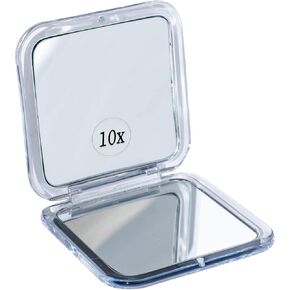 Small Compact 15X Magnifying Mirror for Travel - Handheld, Foldable & Lightweight - Mini Pocket-Sized Magnified Mirror for Purse - Square 3.3" x 3.3"