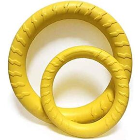 SaPeal Pack of 2 Dog Toys Ring Water Floating, Outdoor Fitness Flying Discs, Tug of War Interactive Training Ring for Dogs ( 2 Size ,Yellow