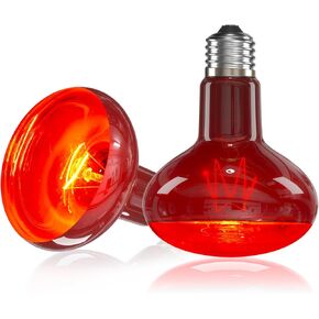 Infrared Heat Lamp Bulbs,75W Reptile Heat Lamp Bulbs, Red Basking Spot Light Reptile Heat Bulb Dimmable Heating Lamp for Chickens Lizard Bearded Dragon Leopard Gecko-2Pack