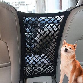 Dog Car Net Barrier Pet Barrier with Auto Safety Mesh Organizer Stretchable Seat Back Net Bag Safety Car Divider for kids and Pets,2-Layer