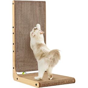 Cat Scratcher L Shape Large, 26.8 inch Cat Scratching Pad for Indoor Cats, Cardboard Cat Scratch Pad with Ball Toy
