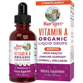 MaryRuth’s USDA Organic Vitamin A Liquid Drops | 3 Month Supply | Immune Support, Eye Health, Skin Health for Ages 14+ | 750mcg per Serving | Sugar Free | Vegan | Non-GMO | Gluten Free | 1oz in Saudi Arabia