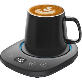 HYRIXDIRECT Coffee Mug Warmer with Mug Spoon Set, 7 Temperature Setting & Auto On/Off Gravity-Induction Coffee Mug with Auto Shut Off, Beverage, Milk, Tea Warmer