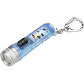 USB-C LED Keychain Flashlight,Instantaneous On,Lock Mode,400 Lumen Mini Rechargeable Keychain Flashlight with EDC Small Size,10 Modes,Perfect for Gift Camping Emergencies Outdoor(Blue)