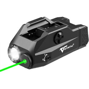 VOTATU G2L-G Pistol Light Laser Combo, 1000 Lumens Strobe Function Flashlihgt and Green Laser Sight, Adjustable Rail Keys Compatible with GL and Picatinny Rail, Low Profile Rechargeable Weapon Light