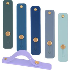 Phone Strap Holder for Hand Grip, Adhesive Cellphone Case Sticky Gripper for Back of Phone with Finger Loop for Kindle, iPhone, iPad - 4 x Grey, Black, White