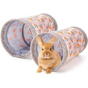 ZENFUN 2 Packs Guinea-Pig Rabbit Tunnel Pet Fun Tunnel, Bunny Tunnel,Tube Pet Hideaway, Bunny Hamster Hideout Small Animal Activity Tunnels Hideaway Accessories for Dwarf Rabbits Kitty