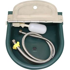 Automatic Water Bowl Plastic Livestock Waterer for Horse Cattle Goat Sheep Dog£¬Farm Grade Sheep Water Trough Bowl (with Drainage Hole & 39.37 inch Pipe)
