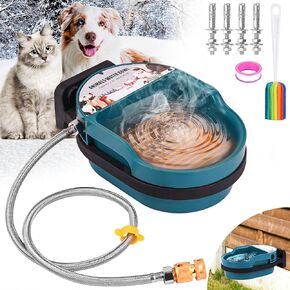 Automatic Heated Dog Water Bowl, Heated Livestock Water Bowl Outdoor Winter Animals Water Dispenser, Auto Fill Pet Thermal Water Bowl Heated Trough Waterer for Dog Cat Cow Goat Sheep