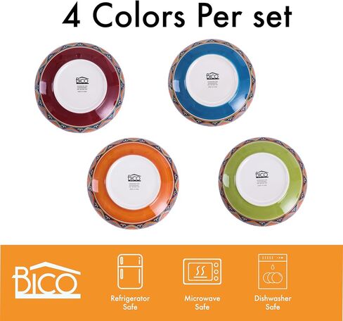 Bico Tunisian Ceramic 35oz Dinner Bowls, Set of 4, for Pasta, Salad, Cereal, Soup & Microwave & Dishwasher Safe in Kuwait