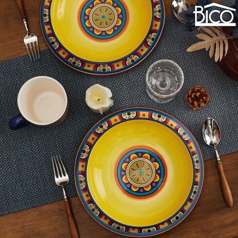 Bico Tunisian Ceramic 35oz Dinner Bowls, Set of 4, for Pasta, Salad, Cereal, Soup & Microwave & Dishwasher Safe in Kuwait