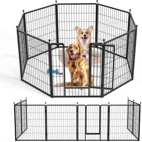 Dog Playpen 32 Inch 8 Panles, Ideal Dog Fence for Small/Medium Dogs Indoor & Outdoor Bliss, Perfect Dog Pen for Camping, Yard, RV, Garden Fence, Black in Saudi Arabia