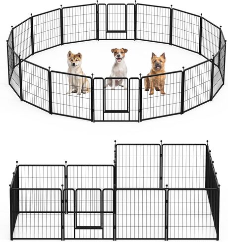 Dog Playpen 32 Inch 8 Panles, Ideal Dog Fence for Small/Medium Dogs Indoor & Outdoor Bliss, Perfect Dog Pen for Camping, Yard, RV, Garden Fence, Black in Saudi Arabia