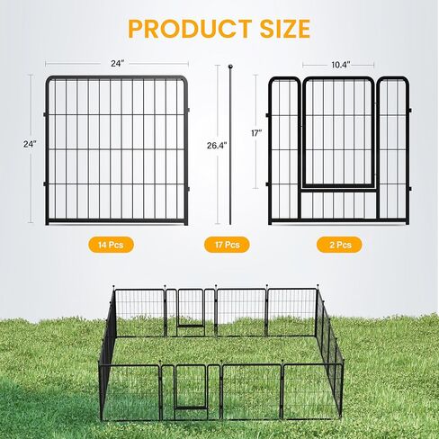 Dog Playpen 32 Inch 8 Panles, Ideal Dog Fence for Small/Medium Dogs Indoor & Outdoor Bliss, Perfect Dog Pen for Camping, Yard, RV, Garden Fence, Black in Saudi Arabia