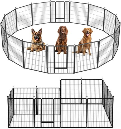 Dog Playpen 32 Inch 8 Panles, Ideal Dog Fence for Small/Medium Dogs Indoor & Outdoor Bliss, Perfect Dog Pen for Camping, Yard, RV, Garden Fence, Black in Saudi Arabia