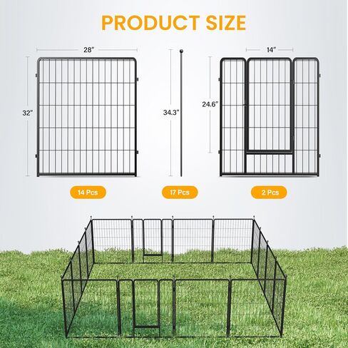 Dog Playpen 32 Inch 8 Panles, Ideal Dog Fence for Small/Medium Dogs Indoor & Outdoor Bliss, Perfect Dog Pen for Camping, Yard, RV, Garden Fence, Black in Saudi Arabia