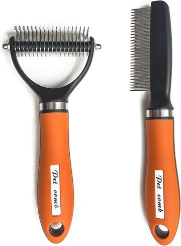 Dog Brush for Shedding - Reduce Dog Hair with Our Dog Brush, dog hair brush, deshedding dog brush, long hair dog brush(Orange Set) in Saudi Arabia