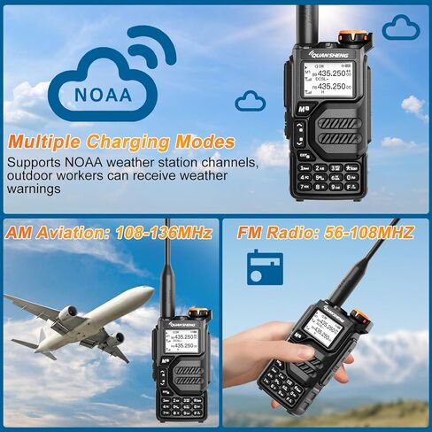 UV-K5 Walkie-Talkie 5w with Multiple Charging Methods, DTMF AM FM Two-Way Radio NOAA Emergency Weather Reception, Fast Frequency Binding, Equipped with Headphones, Suitable for Outdoor Travel in Kuwait