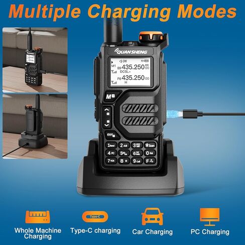 UV-K5 Walkie-Talkie 5w with Multiple Charging Methods, DTMF AM FM Two-Way Radio NOAA Emergency Weather Reception, Fast Frequency Binding, Equipped with Headphones, Suitable for Outdoor Travel in Kuwait