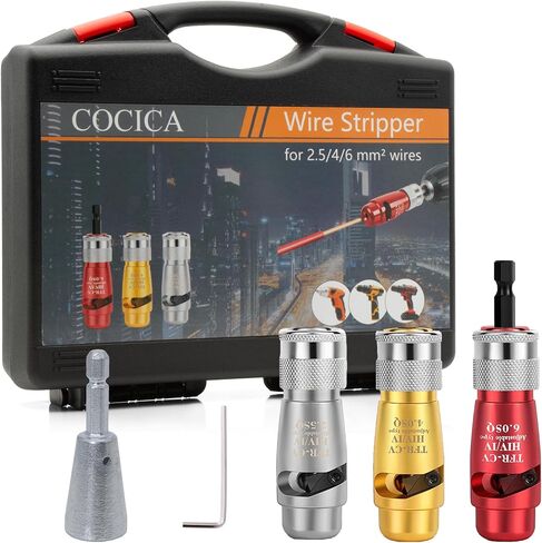 Electric Wire Stripper and Twister for Drill,Fast Stripping and Twisting Tool,Portable Professional Electrician Tool Set for Power Drill Cable Quick Stripping and Connector(6 SQ + Wire Twister) in Saudi Arabia