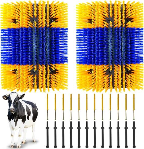 Livestock Scratching Brush, Extra Large Size Pig Brush Cow Brush for Grooming Itch Relief Livestock Brush Kit with 24 Screws for Horse Goat Cow Pig Horse stall Accessories, 2 Pack in Saudi Arabia