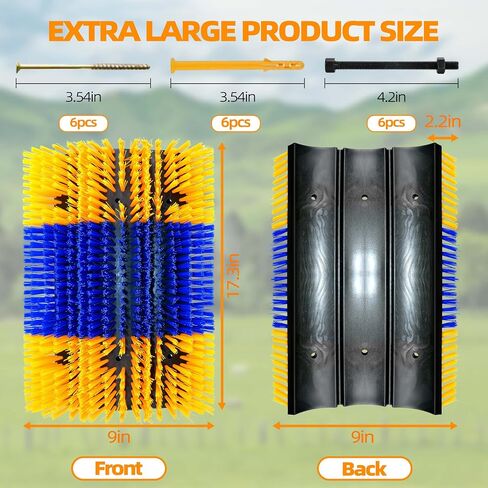Livestock Scratching Brush, Extra Large Size Pig Brush Cow Brush for Grooming Itch Relief Livestock Brush Kit with 24 Screws for Horse Goat Cow Pig Horse stall Accessories, 2 Pack in Saudi Arabia