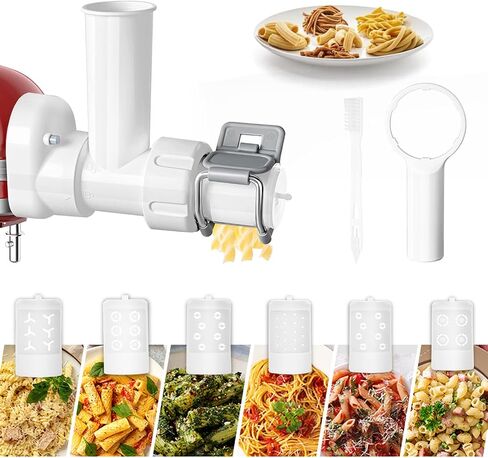 6 IN 1 Gourmet Pasta Attachment for KitchenAid Stand Mixer,for Kitchenaid Pasta Press, Extruder Pasta Maker Attachment Set with 6 Different Shapes Pasta Press Outlet Accessories by KOYOEY in Saudi Arabia