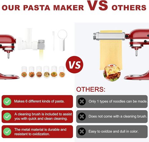 6 IN 1 Gourmet Pasta Attachment for KitchenAid Stand Mixer,for Kitchenaid Pasta Press, Extruder Pasta Maker Attachment Set with 6 Different Shapes Pasta Press Outlet Accessories by KOYOEY in Saudi Arabia