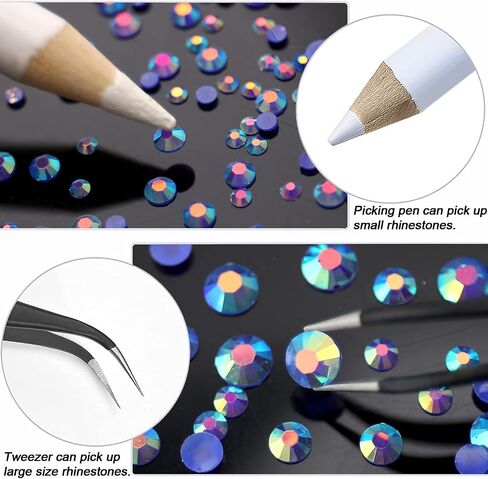 10000PCs 2-6MM Clear Crystal Resin Flat Back Rhinestones with Silver Bottom, Round Non Hotfix Resin Rhinestones Nail Gems Stones with Tweezer & Picker Pen for Tumblers Nail Art & DIY Decoration in Saudi Arabia